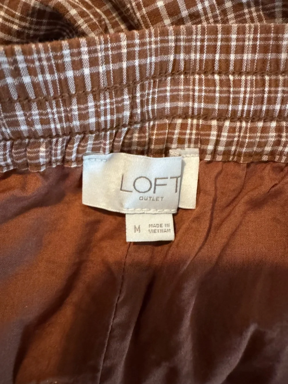 LOFT Brown Plaid Tiered A-Line Skirt - Picture 3 of 3